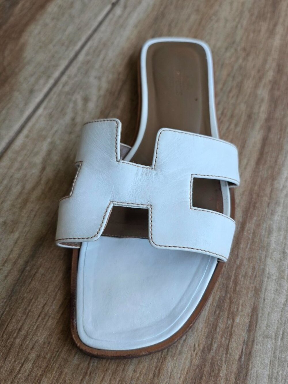 Hermes Oran White Leather Sandals Eur. 39.5